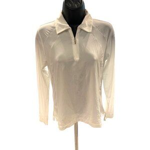 EP Pro Tour Tech White Collared 1/2 Zip Long Sleeve Golf Shirt Sz S